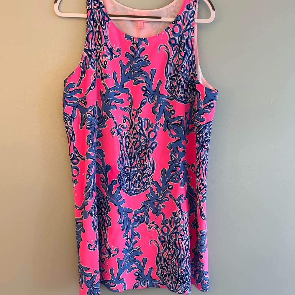 A-line Lilly Pulitzer pink and blue jellyfish tank dress